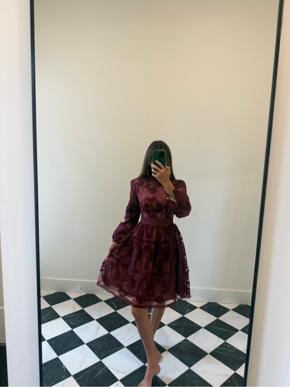 Burgundy Mini Lace Dress | Ivy City